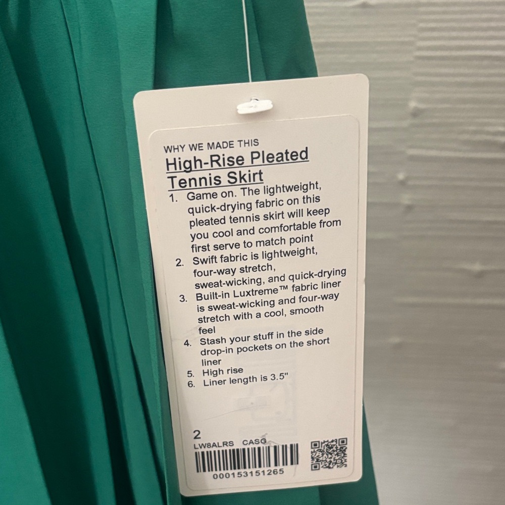 lululemon athletica Emerald Green Pleated Tennis Skirt - Picture 6 of 6